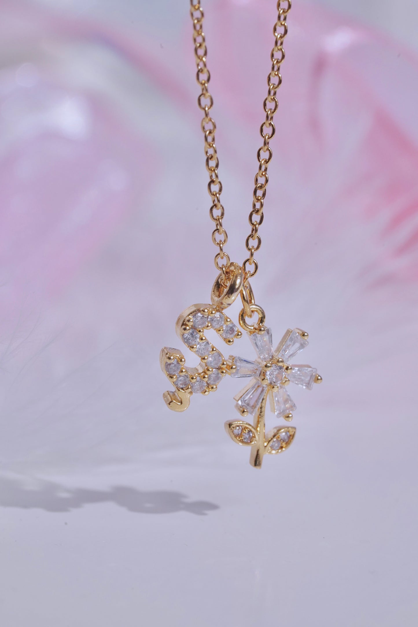 Flower Charm Necklace- Stainless Steel