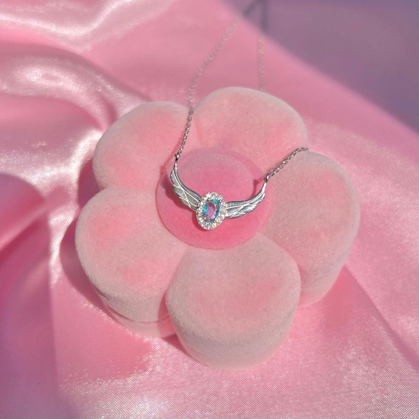 Collar de plata de ley 925K de la princesa Odette del lago de los cisnes