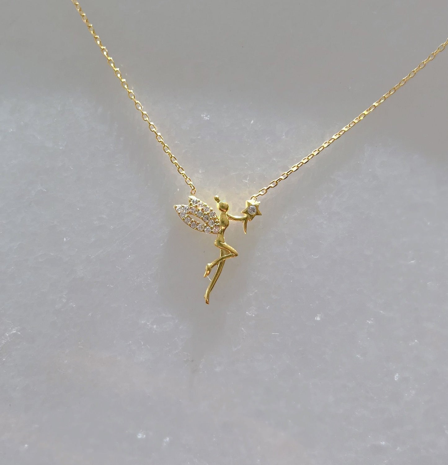Collar de plata de ley 925 inspirado en Campanilla, colgante de hada de plata, día de la madre, para ella, para mejores amigos