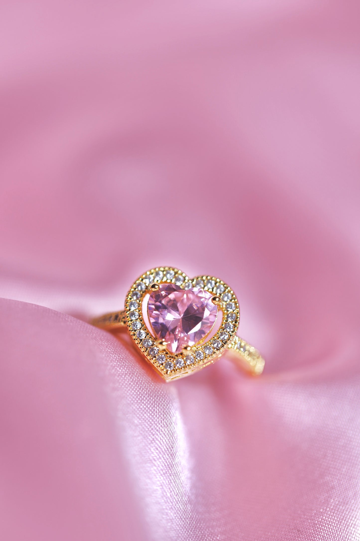 Usagi Engagement Ring 925 Sterling Silver, Gold or Silver Plated, Pink Princess Ring