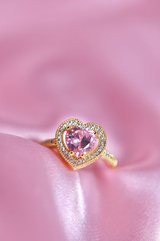 Usagi Engagement Ring 925 Sterling Silver, Gold or Silver Plated, Pink Princess Ring