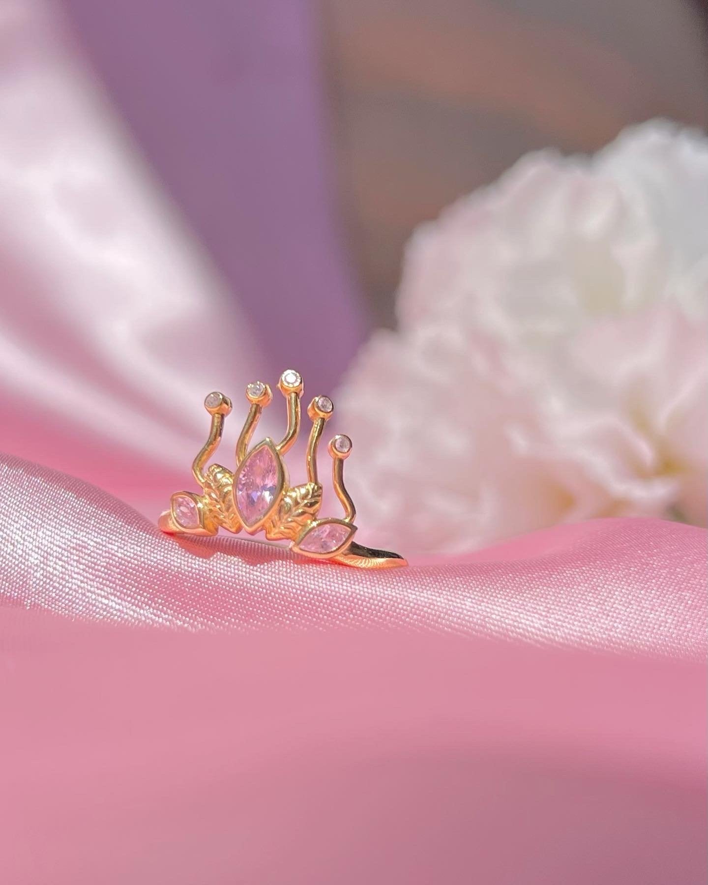 Princesa y el sapo Tiana corona anillo, anillo de plata de ley 925, anillos de princesa, anillo chapado en oro y plata, regalo de cumpleaños, regalo para ella, anillo de circonita verde