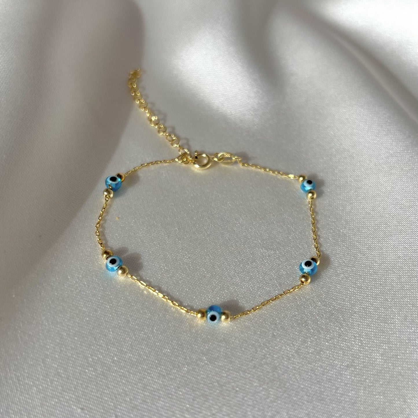 Pulsera de mal de ojo de oro, pulsera de cadena, brazalete, joyería de mal de ojo, pulsera de plata de ley 925, pulsera ajustable, talismán de mal de ojo, griego