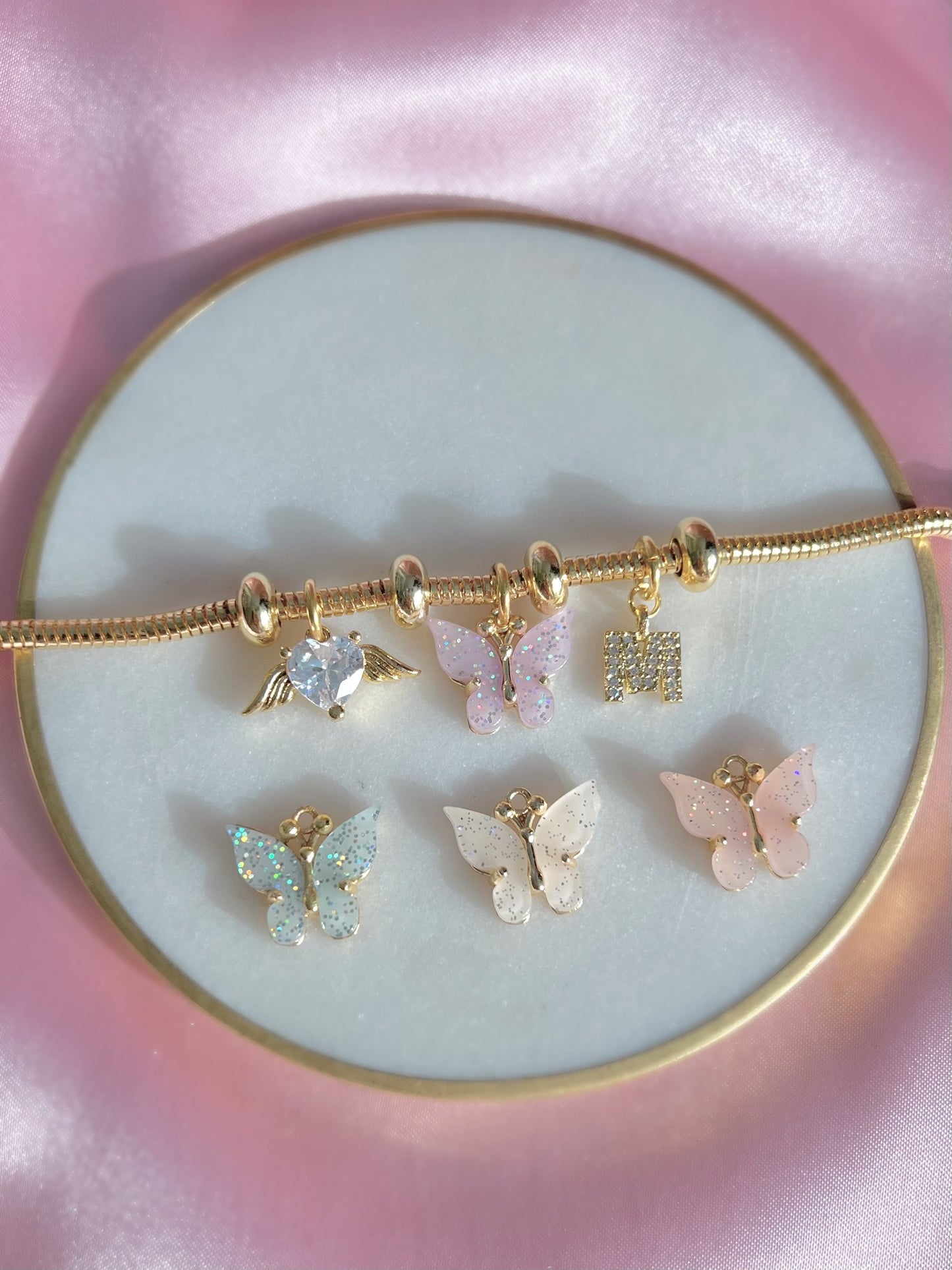 Pulsera de dijes de hadas - Pulsera de dijes de mariposa - Pulsera de dijes personalizada - Pulsera de dijes de mariposa-Pulsera de letras