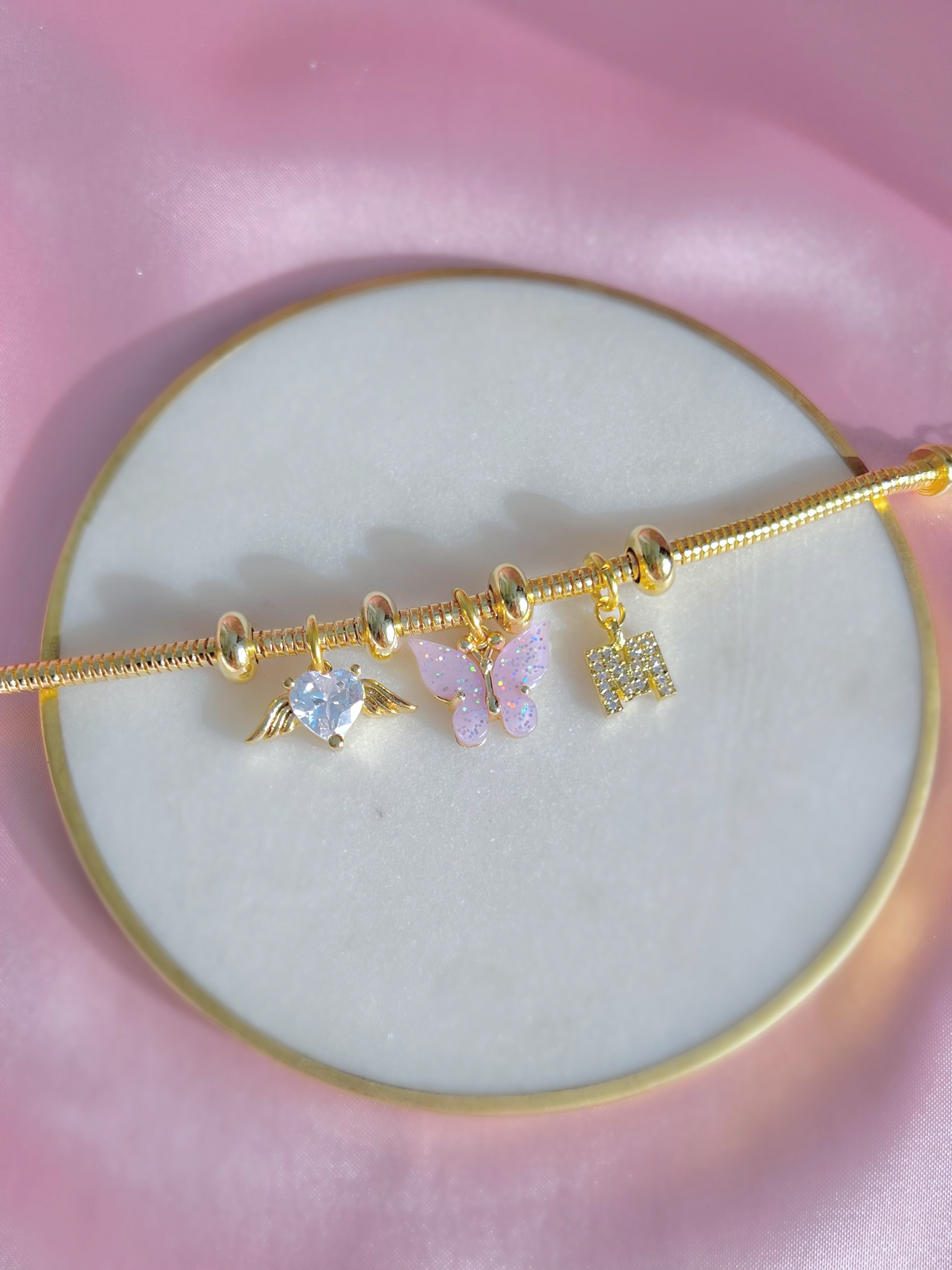 Pulsera de dijes de hadas - Pulsera de dijes de mariposa - Pulsera de dijes personalizada - Pulsera de dijes de mariposa-Pulsera de letras