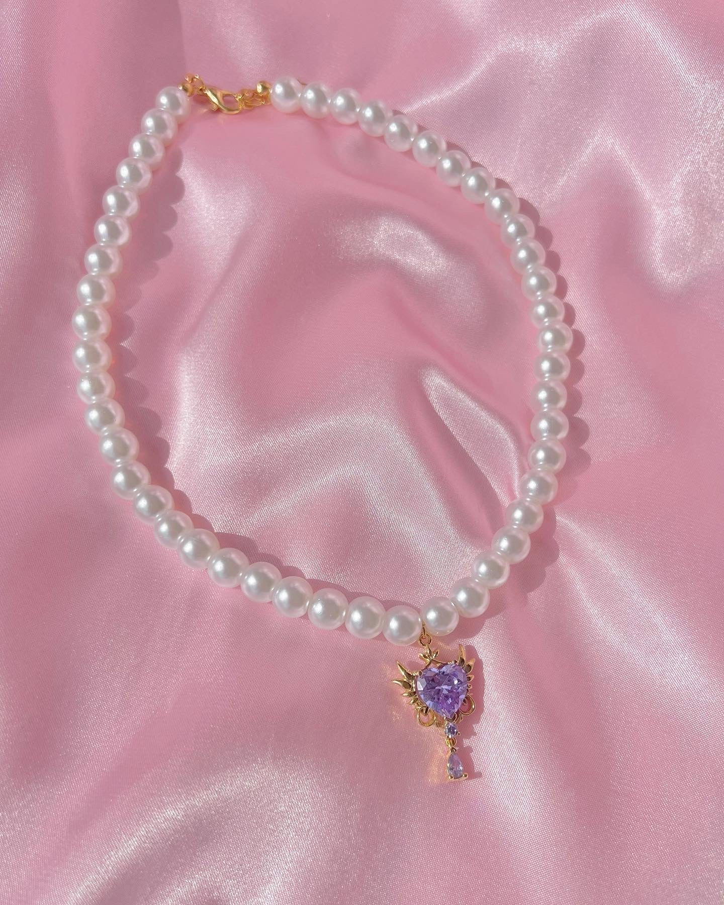 Collar de gargantilla inspirado en anime - Collar de gargantilla Heary de perla simple