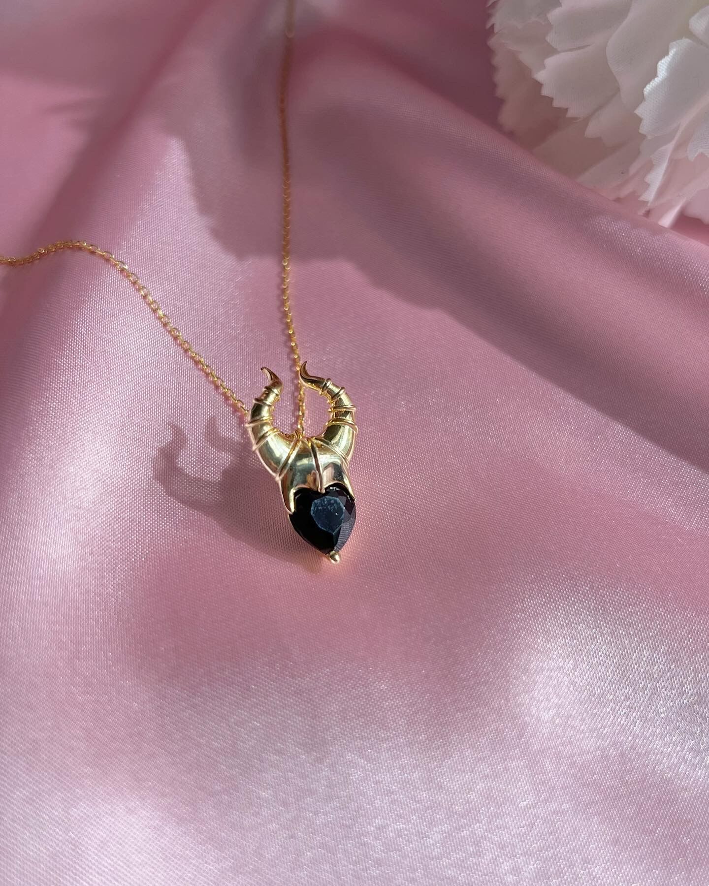 Collar de cuerno maléfica-Collar de bruja inspirado en Maléfica-Collar de plata de ley 925K