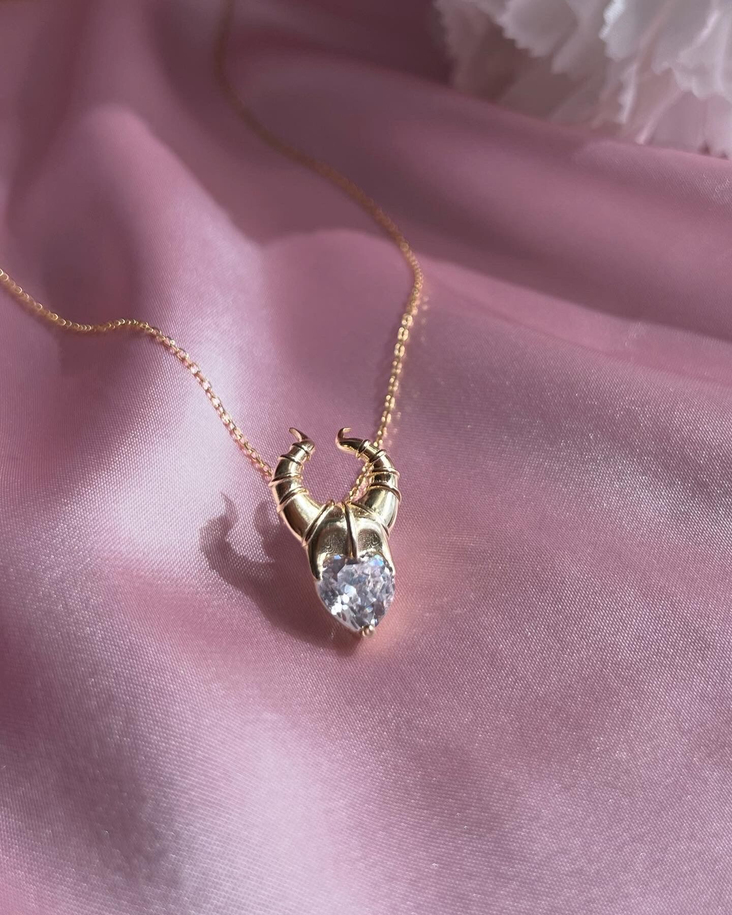 Collar de cuerno maléfica-Collar de bruja inspirado en Maléfica-Collar de plata de ley 925K