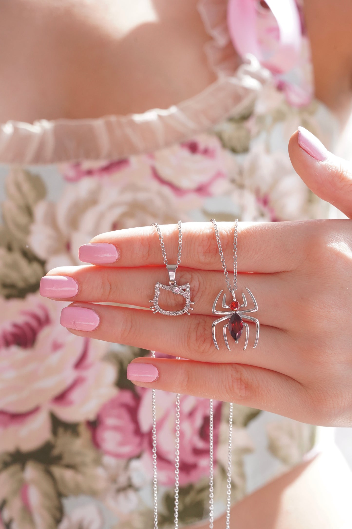 Hello Kitty And Spiderman Inspired Couple Necklaces