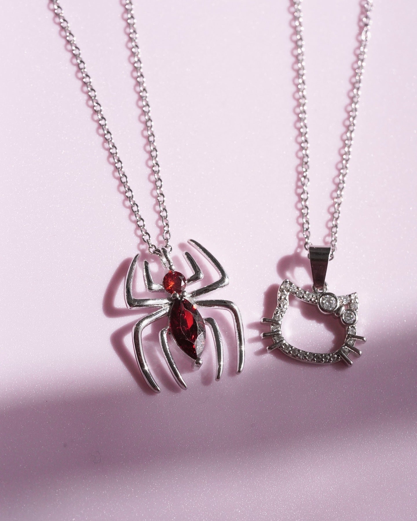 Hello Kitty And Spiderman Inspired Couple Necklaces