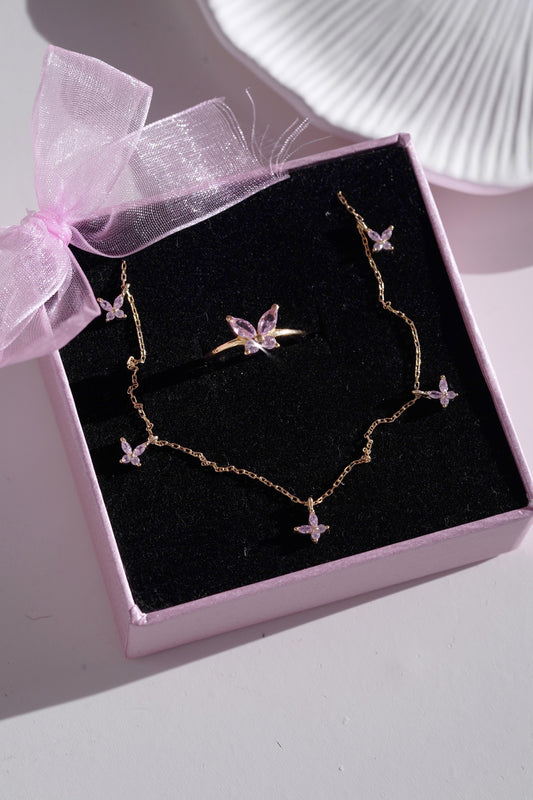 Butterfly Necklace-Ring Set / 925 sterling Silver