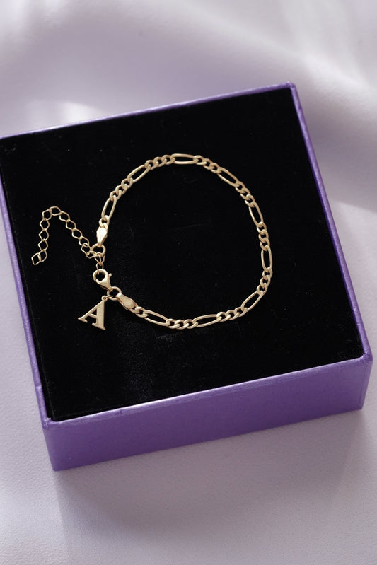 Figaro Chain Letter Bracelet - 925 Sterling Silver