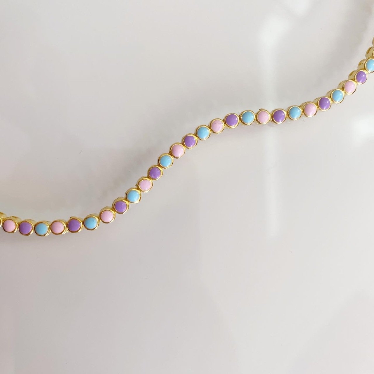 Bouble Pastel Choker Necklace-925 Sterling Silver Necklace- 3 MM Choker Necklace -Choker Necklace