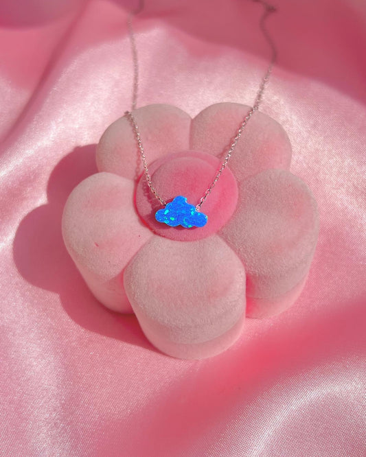 Opal Cloud Necklace-White Cloud -Blue Cloud Necklace-925K Sterling Silver Necklace