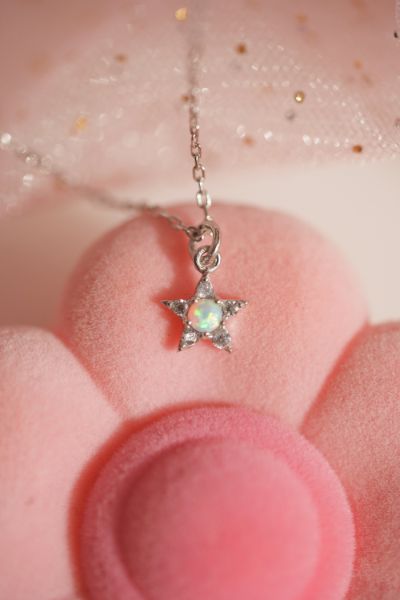 Minimalist Star Necklace - 925 K Sterling Necklace - Opal Stone Necklace