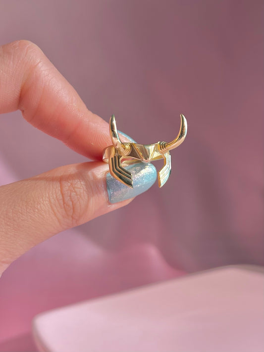 Anillo de pieza de cabeza de Loki, anillo de plata de ley 925K, anillo de cuernos de Loki, casco de superhéroe Thor Loki, anillo de plata de ley Loki Cosplay-925