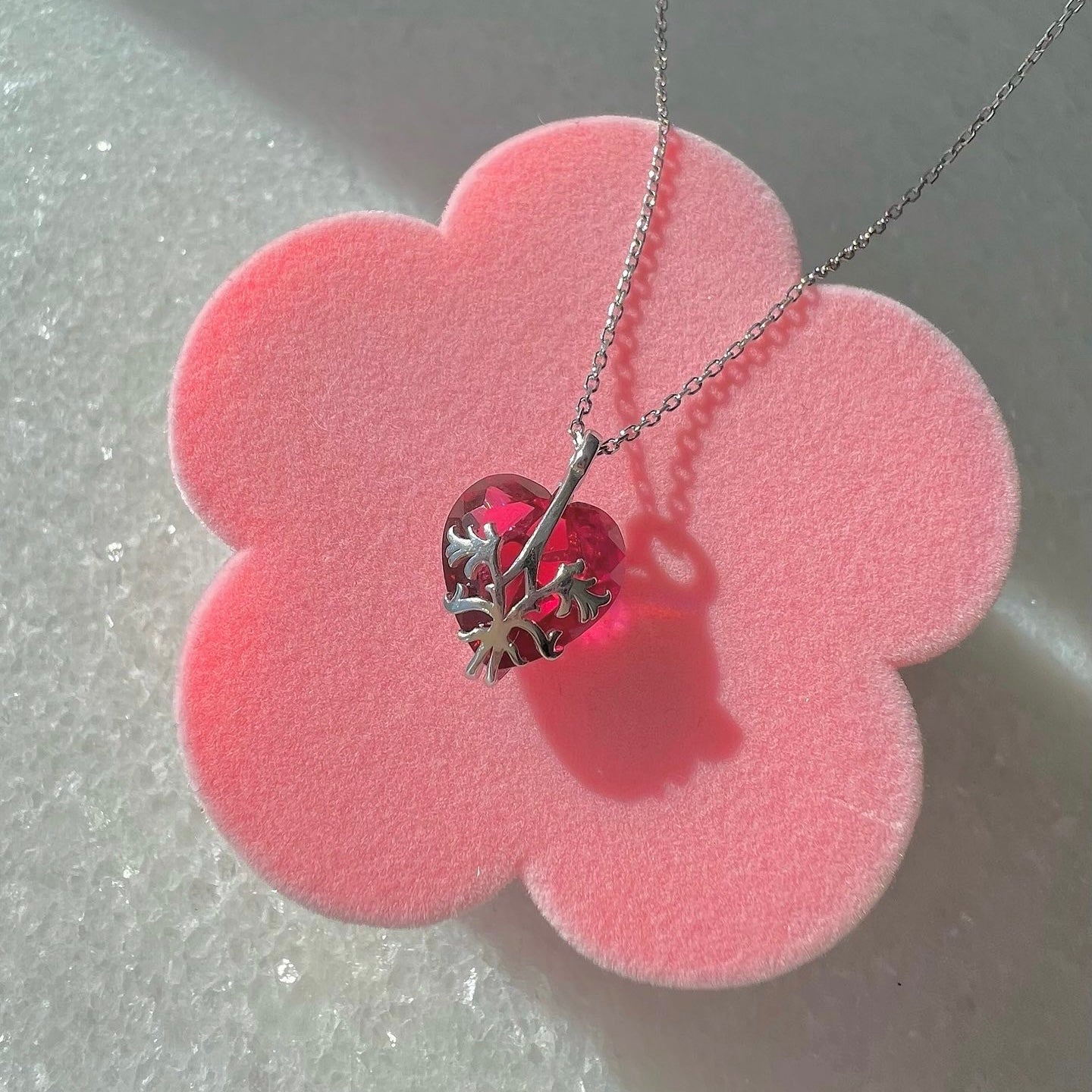 Red Heart Necklace-925K Sterling Silver Necklace