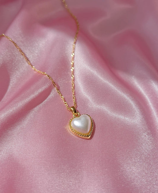 Pure Necklace -White Pearl Necklace -Bridesmaid Gift-Brass and gold plated